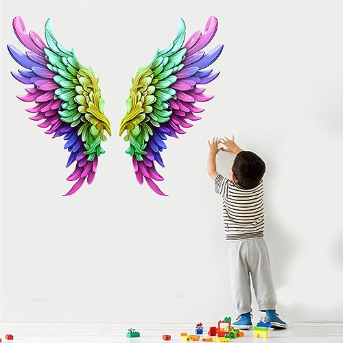 AH Decals Vinyl Multicolor Wings Sticker for Kids Room Home Wall Cafe & Restaurant Office Selfie Background Decoration
