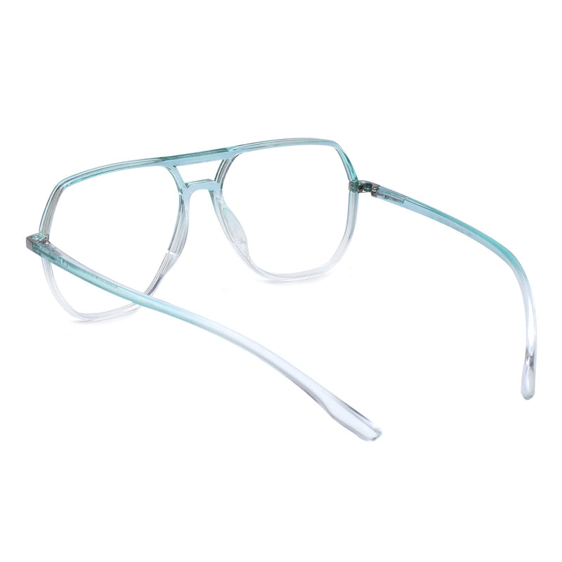 Peter Jones Oversized Aviator Transparent/Green Unisex Blue Light Blocking Computer Glasses (AG20508GR)