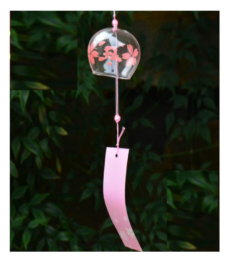 Geekmonkey Edo Japanese Wind Chimes | Wind Bells Cherry Blossom Wind Chimes Handmade Stained Glass Bells - Creative Home Accessories Gifts