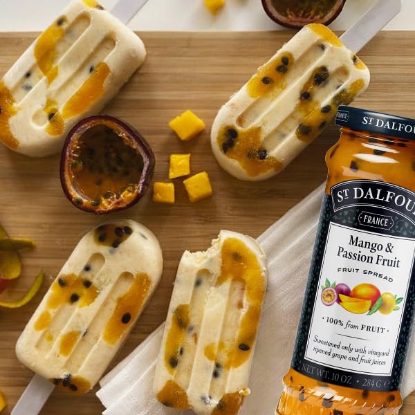 St Dalfour Mango & Passion Fruit Fruit Spread 284 g | No Added Sugar | 100% from Fruit | No Added Preservatives, Colours, Flavors or Sweeteners | No Corn Syrup | Traditional French Recipe