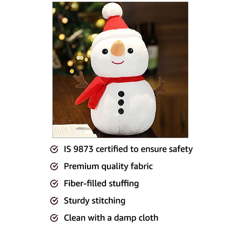 HUG 'n' FEEL SOFT TOYS Snowman Plush Toy Stuffed Snowman Animal Christmas Holiday Pillow Soft Toys for Christmas Decorations 35cm