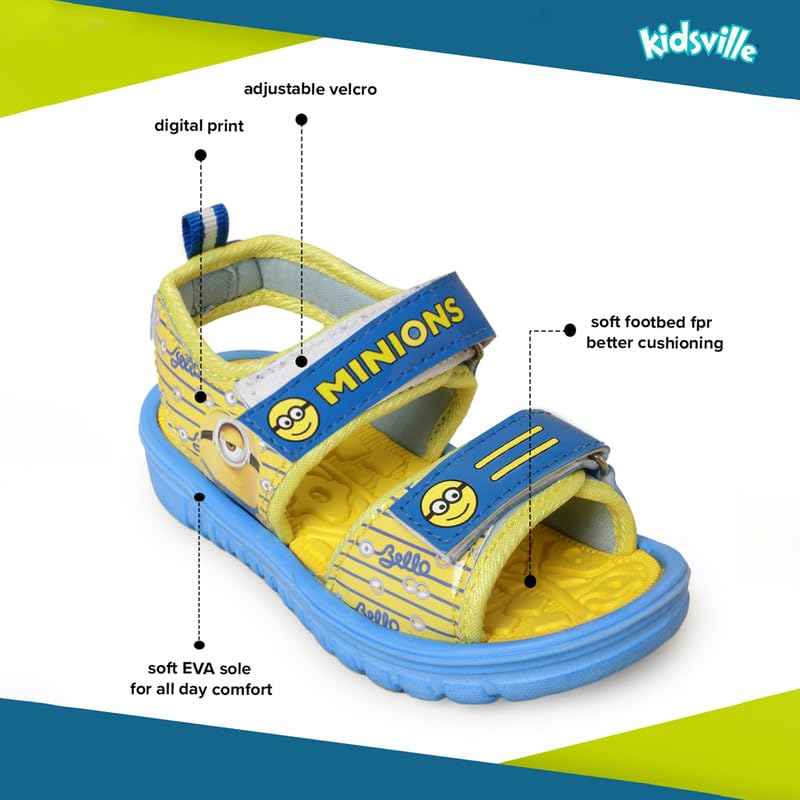 Kidsville Kids Boys Minions Printed Royal Blue Sandals