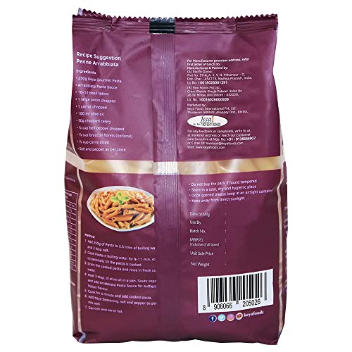 Keya Penne Pasta 1kg, 100% Durum Wheat Pasta | Vegetarian | No MSG | Low in Calories | No Trans Fats | Healthy | Cooked in 10 Minutes