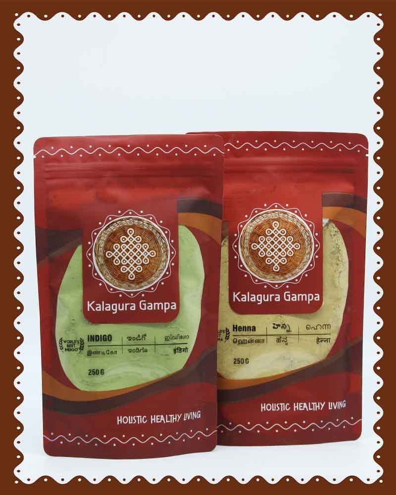 Kalagura Gampa Henna Leaves Powder, Indigo Leaves powder Combo(250gm+250gm)