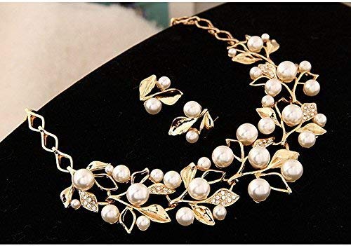 YouBella Jewellery Sets for Women Pearl Studded Necklace Jewellery set with Earrings For Girls/Women (Gold)