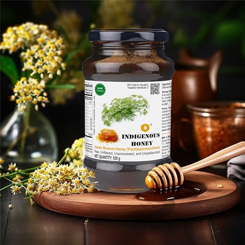 INDIGENOUS HONEY Thyme Honey dark and bitter NMR Tested Raw Unprocessed Natural Pure Original Honey 530 g Glass Jar (Pack of 1)