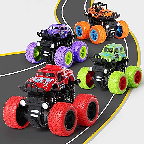 Sky Tech® Big Size Monster Truck Friction Powered 4wd Cars Toys, 360 Degree Stunt Push go Truck for Toddlers Kids Gift (Pack of 2 Car)