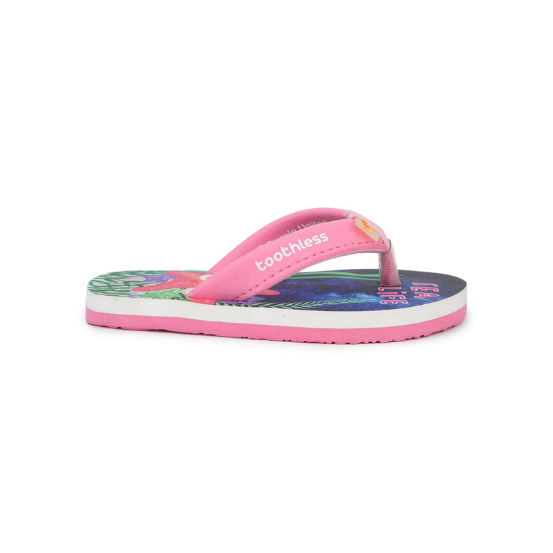 toothless Kids Girls Navy Pink Flip-Flops(TLPGFF4215-5-5.5Y)