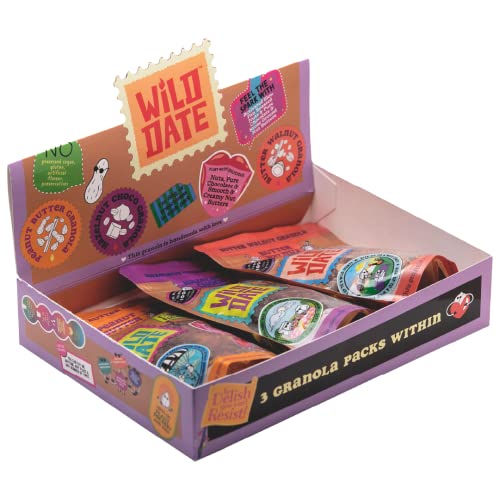 Wild Date Granolas Assorted Box | No Binding Agents and High in Plant-Protein | Breakfast Cereals | Pack of 3 x 80 g Granolas | 3 Delicious Variants - Butter Walnut, Peanut Butter, and Hazelnut Choco