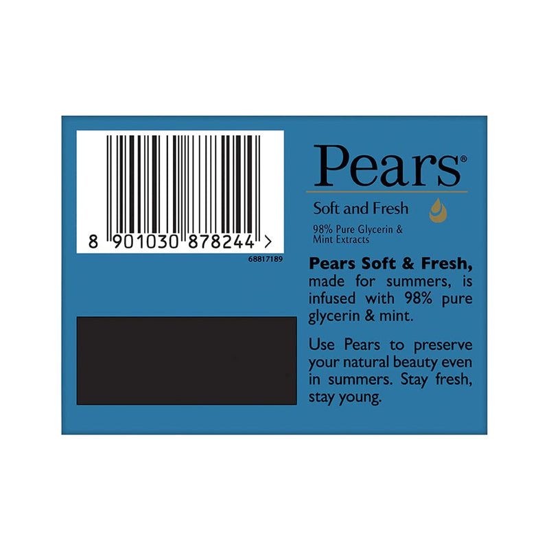 Pears Soft and Fresh Bathing Bar, 125g (Buy 3 Get 1 Free)