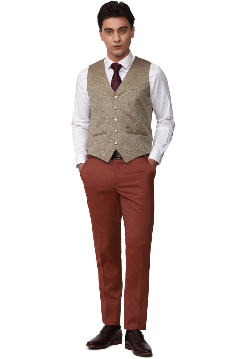 Peter England Men's Polyester Blend Three Piece Suit (PIS3ONSF461316_Red