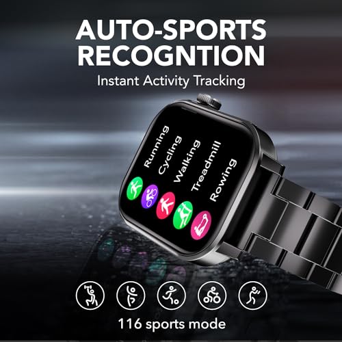 Cultsport Ace X Luxe 1.96" AMOLED Smartwatch, Premium Metallic Build Smartwatch, Always On Display, Bluetooth Calling, Live Cricket Score,Functional Crown(Luxe Black Steel)