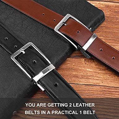 KAEZRI Men's Leather Belt (katacobra-BL_34_Black & Brown)