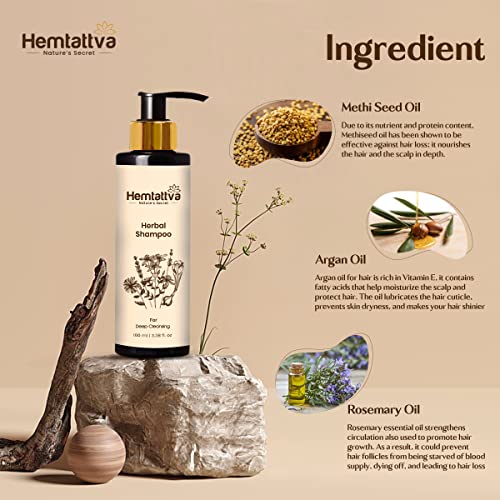 Hemtattva Herbal Shampoo | Control Hair Fall | Repairs Damaged Hair, Suitable For Men & Women (100 ml)