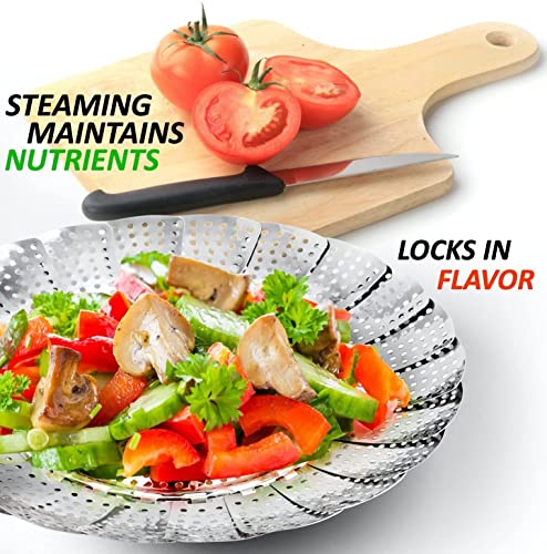 PANCA Stainless Steel Vegetable Fruit Steamer Punching Food Drain Bowl Basket Stainless Steel Steamer (Steamer Basket)