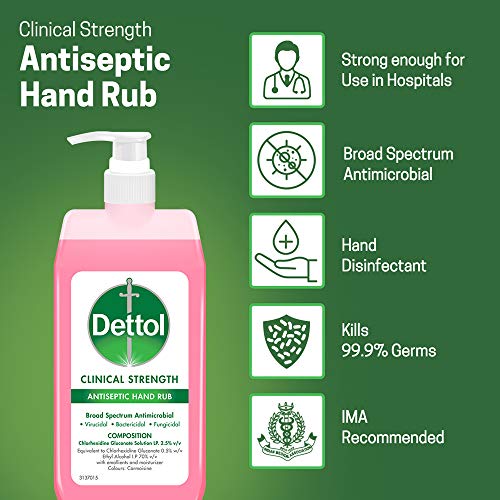 Dettol Clinical Strength Hand Sanitizer Liquid, 500ml | 70% Alcohol, Kills 99.99% Germs