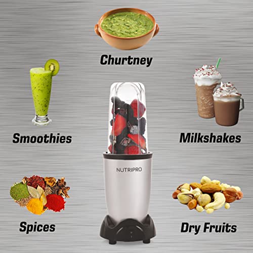 NutriPro Juicer Mixer Grinder - Smoothie Maker - 500 Watts (2 Jars, Silver)