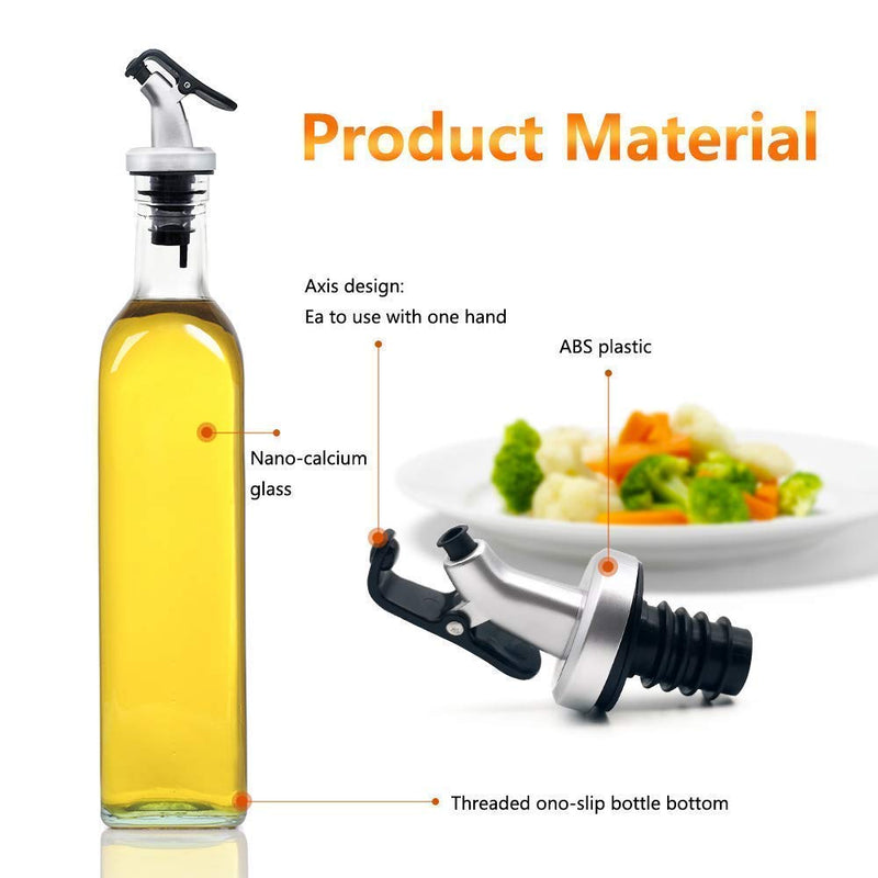 fourthsky 250 ml Glass Oil Dispenser Bottle with Silicon Funnel, Oil & Vinegar Bottle, Stainless Steel Leak-Proof Cork (2 Pieces Oil Bottle + 1 Piece Silicone Funnel)