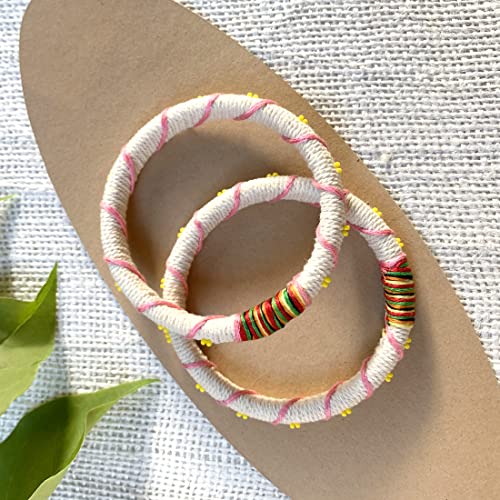 LABEL PALLAVI - Beige Thread Multicolor Strap Bangle/Designer Thread Bangle/Trendy Thread Work Handcrafted Bangle