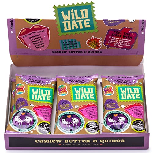 Wild Date 40g Snack Bar | Cashew Butter & Quinoa | Dairy-free with No Artificial flavour | Guilt-free MIdnight Snack | Pack of 6