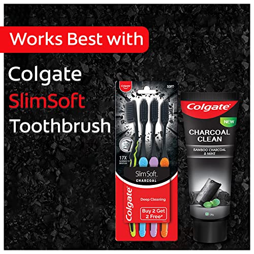 Colgate Charcoal Clean 240g (120g x 2, Pack of 2) Black Gel Toothpaste, Pack of Deep Clean Toothpaste With Bamboo Charcoal & Wintergreen Mint For Plaque Removal, Tingling Fresh Mouth Experience