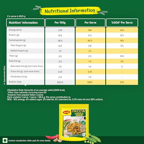 MAGGI Pazzta Masala Penne Pasta, Delicious Italian Style Instant Pasta, Made with 100% Suji & Quality Ingredients, 69.5g