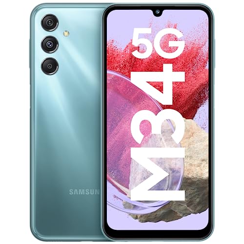 Samsung Galaxy M34 5G (Waterfall Blue,8GB,128GB)|120Hz sAMOLED Display|50MP Triple No Shake Cam|6000 mAh Battery|4 Gen OS Upgrade & 5 Year Security Update|16GB RAM with RAM+|Android 13|Without Charger