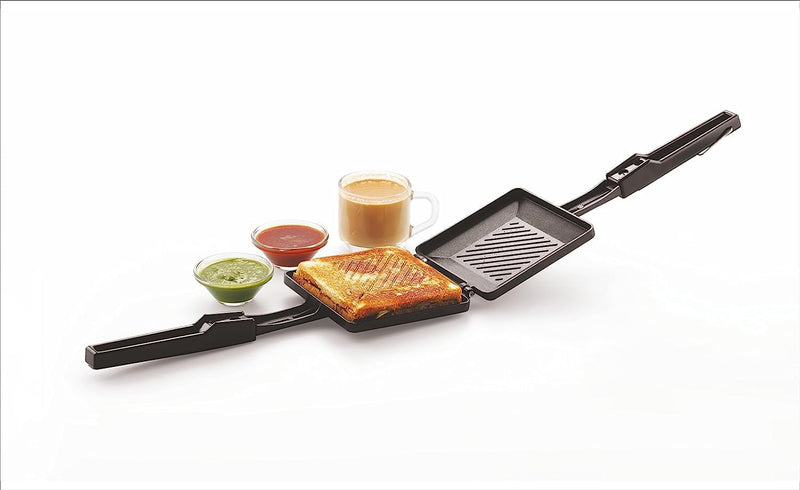 FREAKERS Non Stick Aluminium Sandwich Maker, Hand Toaster, Gas Toaster, Sandwich Toaster Toast, Grill (Black)