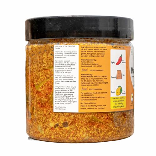 Farm Didi Farmdidi Mango Pickle 350G In Fresh Homemade Mango Pickles&Chutneys|Traditional Indian Achar|Authentic Less Oil Pickle Dry Aam Ka Achaar Home Made With Organic Methods&Preservative Free