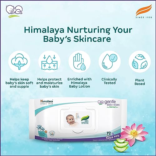 Himalaya Gentle Baby Wipes - 72 Pieces (Pack of 2)