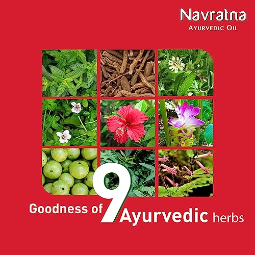 Navratna Ayurvedic Cool Oil | Unique combination of 9 Ayurvedic Herbs | Relieves Headache, Body ache, Tiredness, Sleeplessness & Tension| Improves Scalp Health | Relaxing & Rejuvenating cooling effect | 500ml