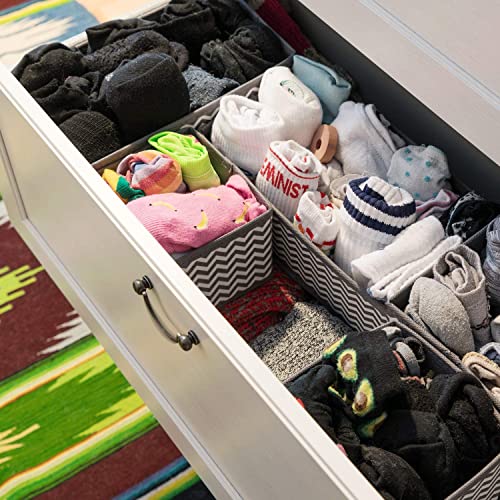 House of Quirk Foldable Cloth Storage Box Closet Dresser Drawer Organizer Cube Basket Bins Containers Divider with Drawers for Underwear, Bras, Socks, Ties, Scarves, Set of 6 (Wave, Non-woven)