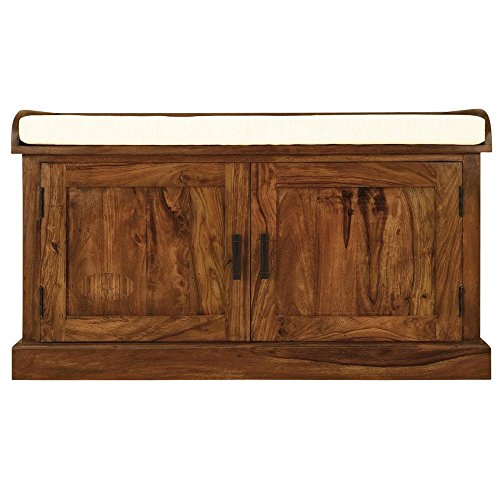 Angel Furniture Solid Sheesham Wood Hallway Shoe Rack | Hallyway Seat Honey Finish, Semi Gloss