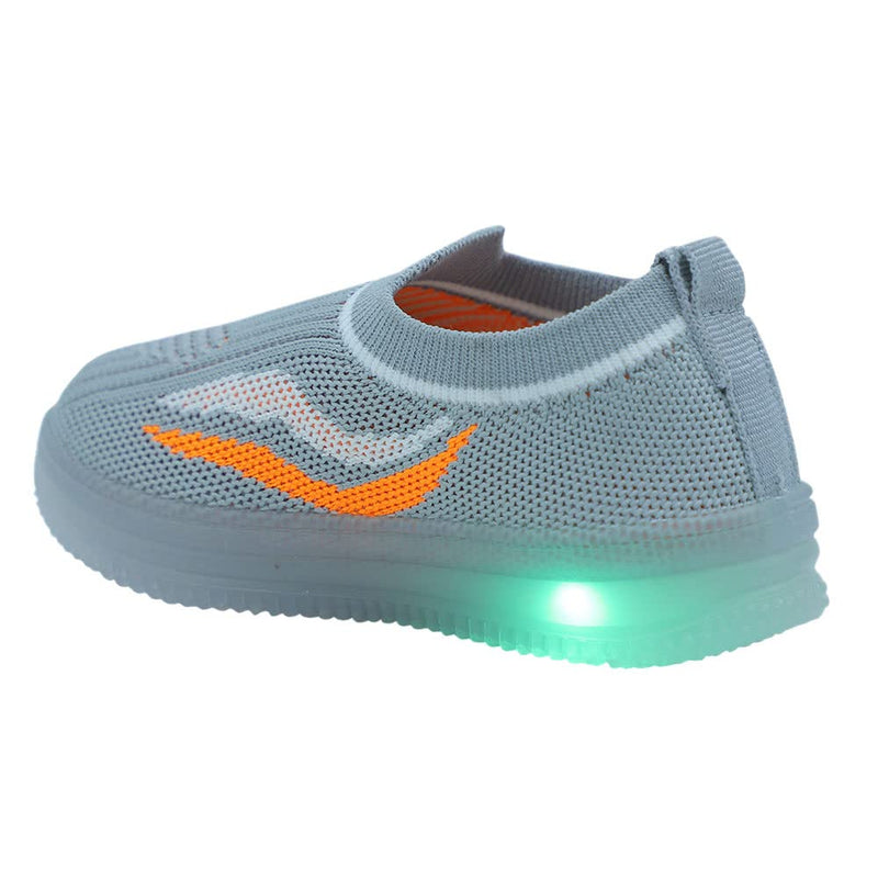 Hopscotch Boys and Girls  Synthetic/PU Graphic Print LED Slip Ons in Gray Color,UK:8.5 (NEZ-4346837)