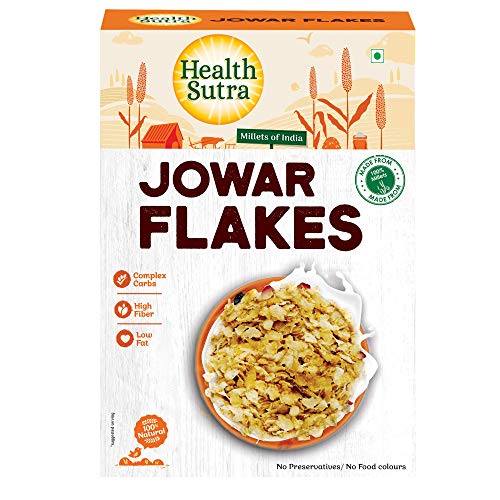 Health Sutra Jowar Flakes - 500gms, Millets Cereal, Gluten Free, Dietary Fibre & Protein Rich Breakfast - Unflavored & Toasted Alternative to Oats