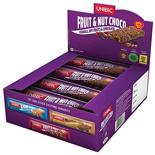 Unibic Snack Bar Fruit and Nut Choco Pack of 12, 360g