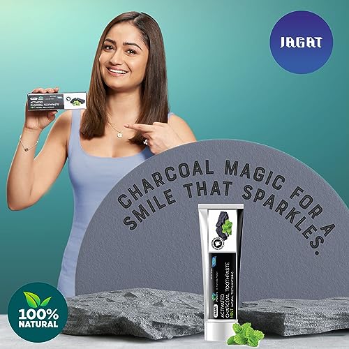 Jagat Devsutra Dr. Trusted Ayurvedic HERBAL Activated Charcoal Toothpaste for Teeth Whitening - 100% Natural Formula with Mint Flavour, No Fluoride & Artificial Colours - Pack of 4 (100g x 4)