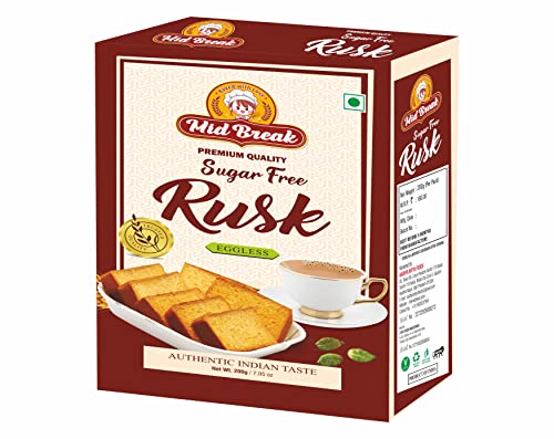 Midbreak - Sugar Free Rusk | Sugar Free Toast | Premium Handmade Rusk | Perfect Teatime Partner | 200 gms | Pack of 1