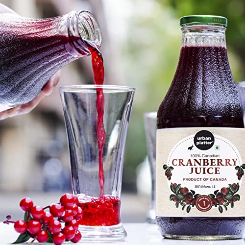 Urban Platter Canadian Cranberry Juice, 1 Litre (Unsweetened, No Added Sugar, 100% Natural Cranberry Juice, Good for UTI Health, Perfect for Cocktails and Mocktails)