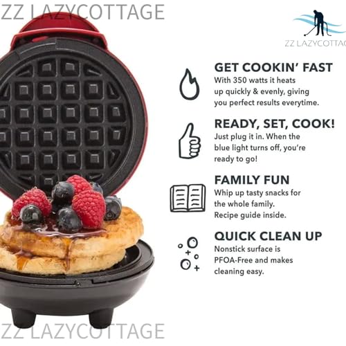 Waffle Maker, Waffle Maker Machine, Waffles Maker, Mini Waffle Maker, Waffle Machine, Waffle Iron, Waffles Maker Machine, Mini Waffle Maker for Home, Waffle Maker Electric, Waffle Maker, Red