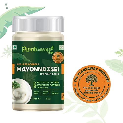 Plantaway Plant Based Vegan Mayonnaise 250g | Dairy & Gluten Free & No Palm Oil | No Artificial Color, Flavor & Trans Fats | Egg Less & 100% Vegetarian