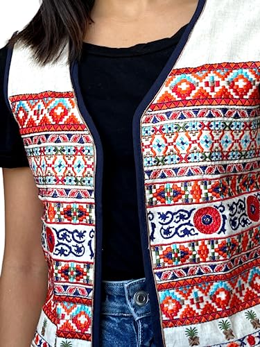 Prijam Women's Embroiderd Ethnic Shrugor Jacket RL 38 S and Special Embroidered Cotton Koti/Jacket/Waist Coat for Women