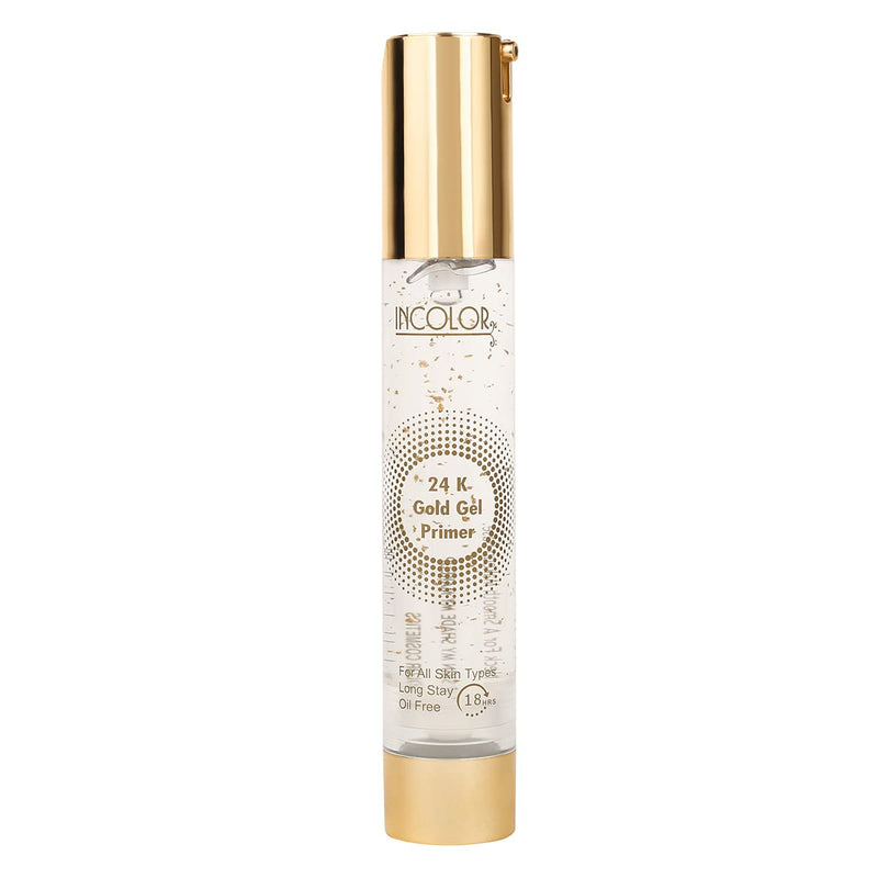 INCOLOR 24K Gold Long Lasting Gel/Oil Free Face Makeup Primer for Women,30 Ml