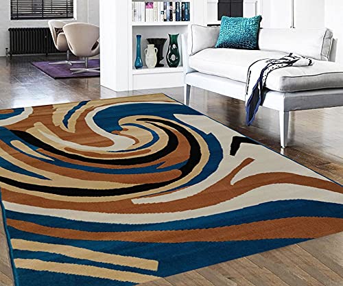 Sifa Carpet Floral Design Acrylic Polyester Carpet For Living Room 5X7 Feet Super Blue(150X200Cm), Large Rectangle