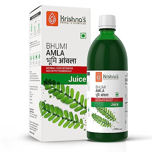 KRISHNA'S HERBAL & AYURVEDA Bhumi Amla Juice - 1000 ml | Natural liver detoxifier | Strengthens the digestive system | Sugar free Juice with No Added Color or Flavour