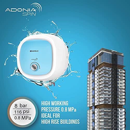 Havells Adonia Spin 25-Litre Vertical Storage Water Heater (Geyser) White Blue 5 Star, Wall Mounting