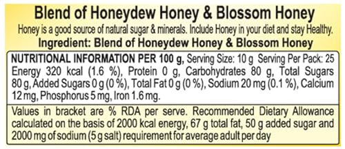 Patanjali Honey, Pure & Natural, No Sugar Added, Shahed - 500g