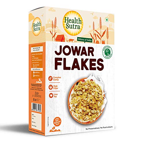 Health Sutra Jowar Flakes - 500gms, Millets Cereal, Gluten Free, Dietary Fibre & Protein Rich Breakfast - Unflavored & Toasted Alternative to Oats