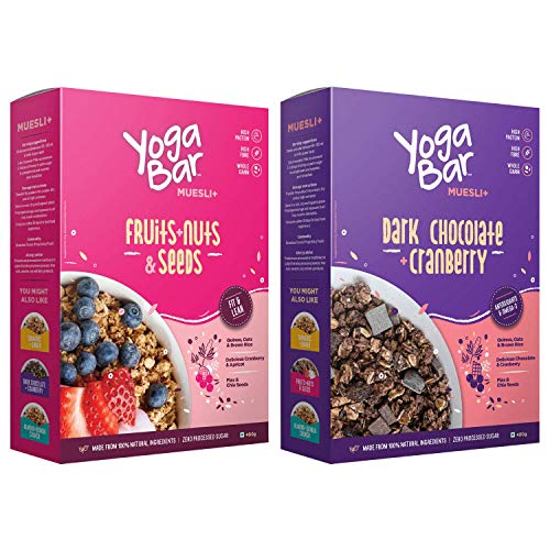 Yogabar Wholegrain Breakfast Muesli - Fruits, Nuts + Seeds + Dark Chocolate, 400g Each