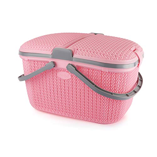 CELLO Knits Style Plastic Basket (Pink), Rectangular